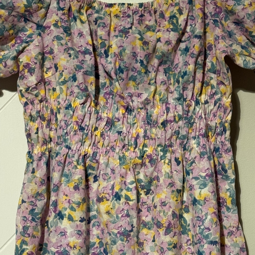 Iris Floral Smocked Puff Sleeve Mini Dress Cottagecore Pink Medium Nwt — image 3 of 8
